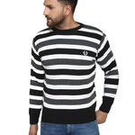 Striped Black Synthetic Long Sleeves Turtle Neck  Sweaters