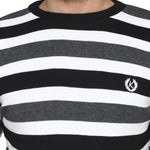 Striped Black Synthetic Long Sleeves Turtle Neck  Sweaters