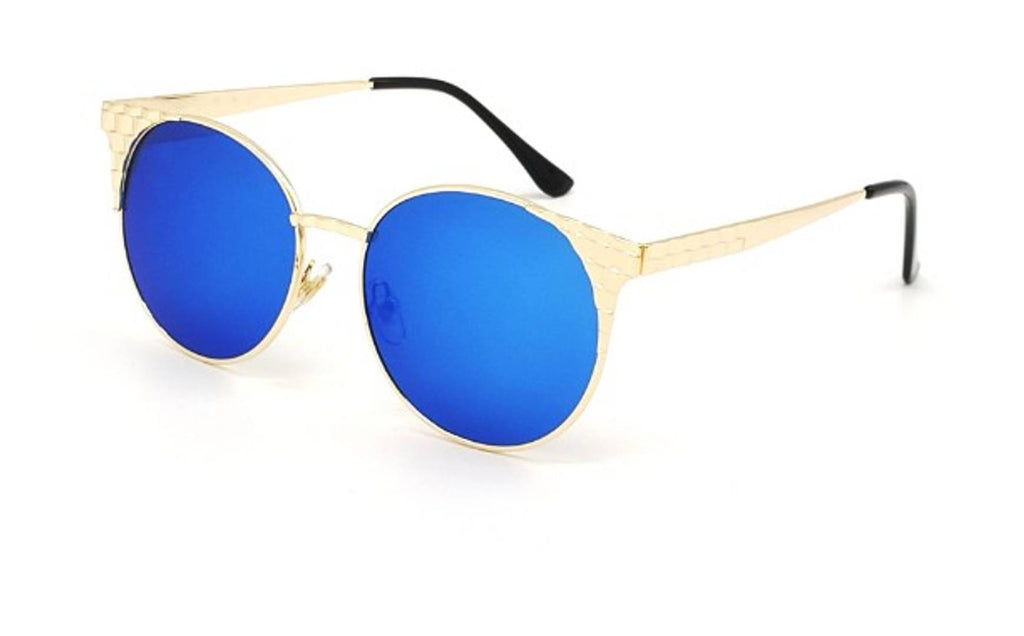 Aqua Blue Metal Square Sunglasses For Men's