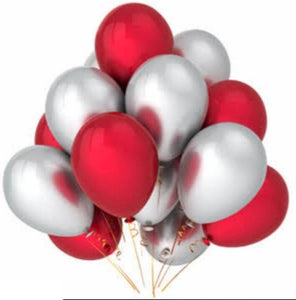 Multi Color Pack of 50(REd Silver) Balloons  Happy Birthday Anniversary Valentine Welcome Baby SHower Decoration Party Supplies