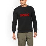Men's Printed Regular Long Sleeves Black Fleece Sweatshirts
