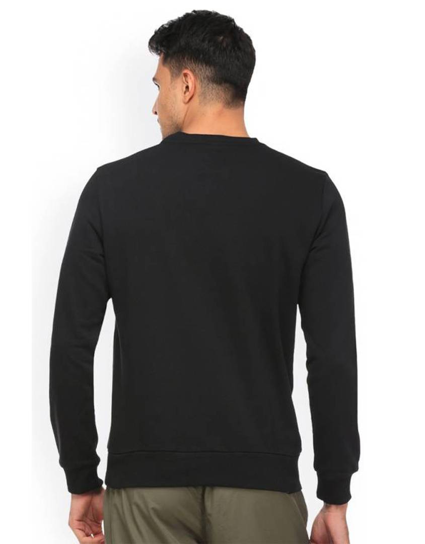 Men's Printed Regular Long Sleeves Black Fleece Sweatshirts