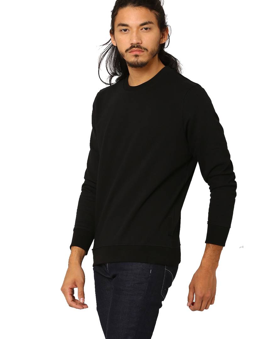 Men's Printed Regular Long Sleeves Black Fleece Sweatshirts