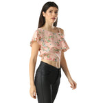 Women's Regular Length Printed Peach Crepe Tops