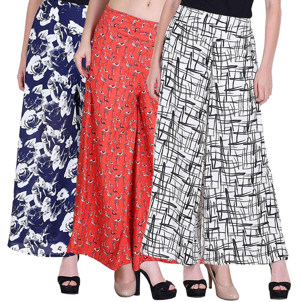 Style Women printed Crepe Palazzo (Pack of 3)