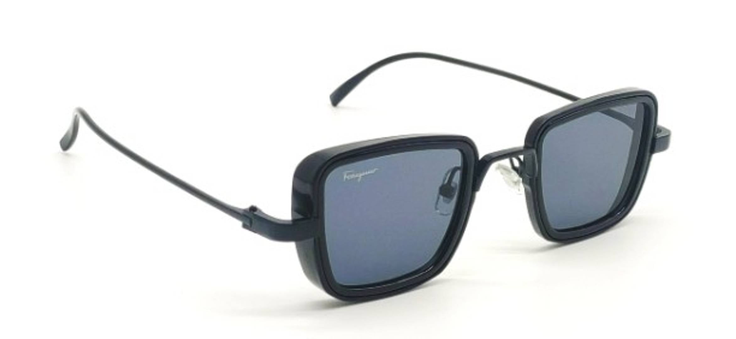 Black Polycarbonate Square Sunglasses For Men's