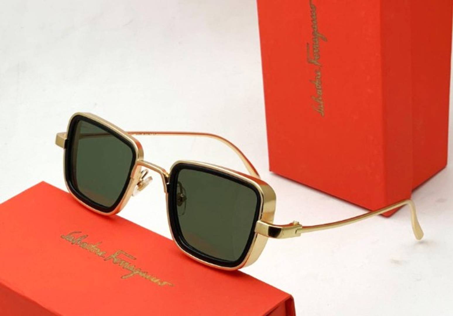 Green Polycarbonate Square Sunglasses For Men's