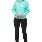 Women Cotton Blue Solid Shirt