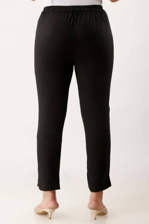 Stylish Black Rayon Solid Trouser Pant For Women