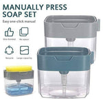 2 in 1 Soap Pump Dispenser for Dishwasher Liquid,Soap, Sponge Holder (385ml) Free Sponge Multicolour Pack of 1