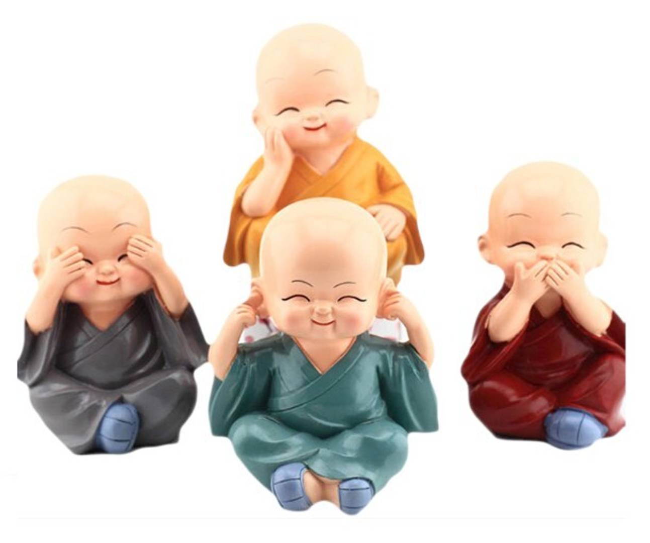 4 Pc Polyresin Car and Home  Monk Decoration