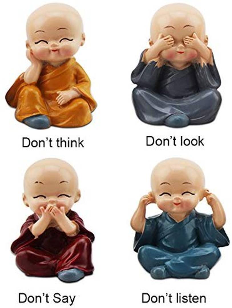 4 Pc Polyresin Car and Home  Monk Decoration