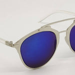 Blue Polycarbonate Round Sunglasses For Men's