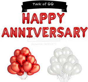 66pcs Red Anniversary Combo Happy Birthday Anniversary party Celebration Decoration Letter Foil Silver / Golden Balloons