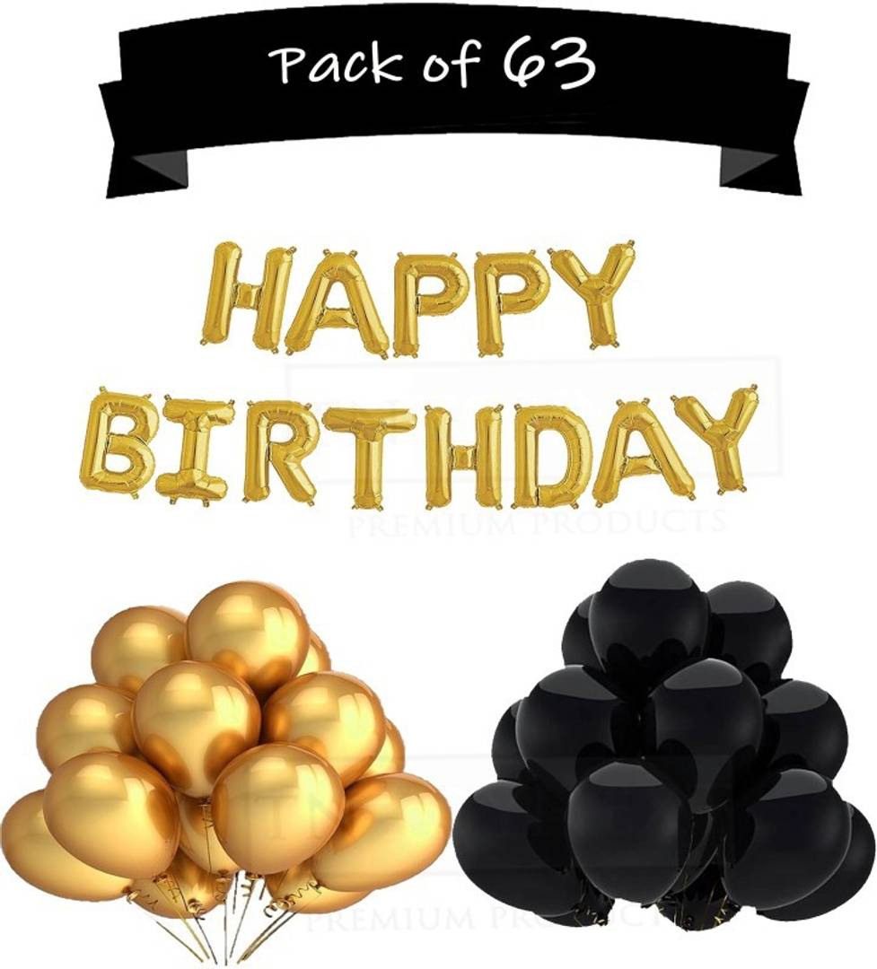 63pcs Golden Happy Birthday Anniversary party Celebration Decoration Letter Foil Silver / Golden Balloons