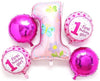 5Pcs Pink 1st Bday set Combo Happy Birthday Anniversary party Celebration Decoration Letter Foil Silver / Golden Balloons