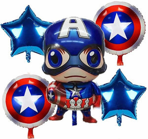 5Pcs Captain America Theme Combo Happy Birthday Anniversary party Celebration Decoration Letter Foil Silver / Golden Balloons