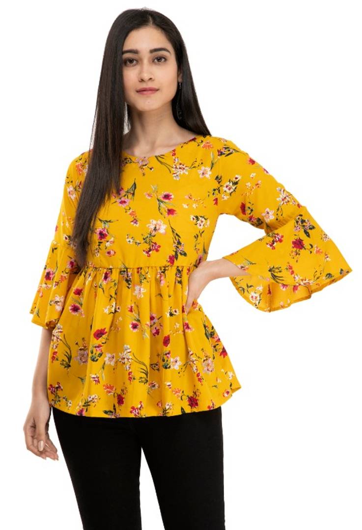 Yellow crepe Women Fancy Top, Size: Free Size at Rs 340 in New Delhi