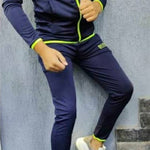 BRANDED NAVY BLUE FOUR WAY POLYESTER SPANDEX MEN'S TRACKSUITS