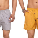 Elegant Multicoloured Cotton Printed Regular Shorts For Men(Pack Of 2)