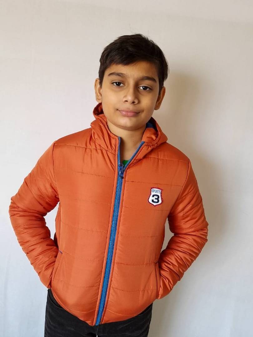 Stylish Orange Woolen Solid Jacket For Boys