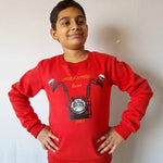 Elite Red Woolen Printed Sweatshirt For Boys