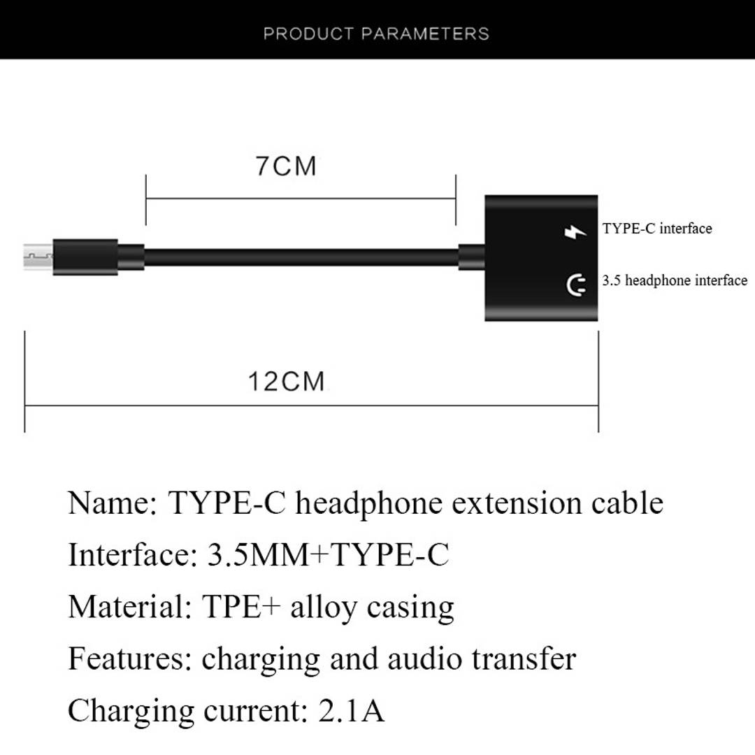 Type C 3.5mm to Aux Headphone and Adapter Charger