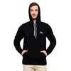 Solid Black Hooded Sweatshirt With Side Pocket For Men