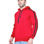 Men's Red Solid  Fleece  Hooded Sweatshirt