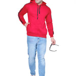 Men's Red Solid  Fleece  Hooded Sweatshirt