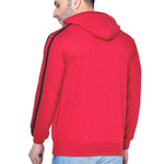 Men's Red Solid  Fleece  Hooded Sweatshirt
