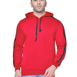 Men's Red Solid  Fleece  Hooded Sweatshirt