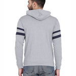 Men's Grey Cotton Blend Hoodie with stripes