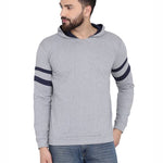 Men's Grey Cotton Blend Hoodie with stripes