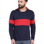 Men's Navy Blue Cotton Blend Hoodie