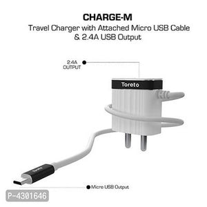 Toreto Charge-M, 510 Fast Charger Adapter 2.4A,Android With BIS Certification Compatible For Note 5 Pro/Redmi 6 / Redmi 6A/ Redmi Mi Note 4 / Mi 5A / Mi Note 5 With Charging Cable