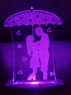 Love couple with Umbrella Night Lamp 3D Beautiful Illumination for Home, Bedroom with 7 Color LED Changing Light Night Lamp and Office Night Lamp