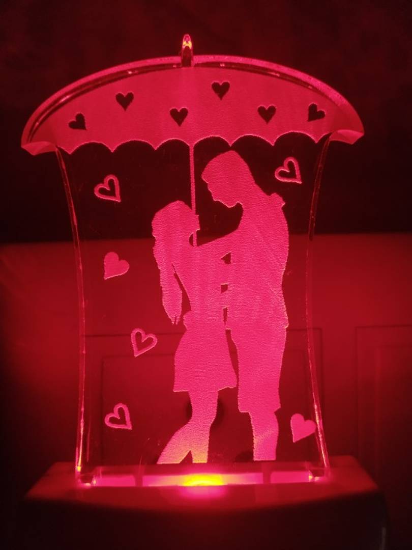 Love couple with Umbrella Night Lamp 3D Beautiful Illumination for Home, Bedroom with 7 Color LED Changing Light Night Lamp and Office Night Lamp