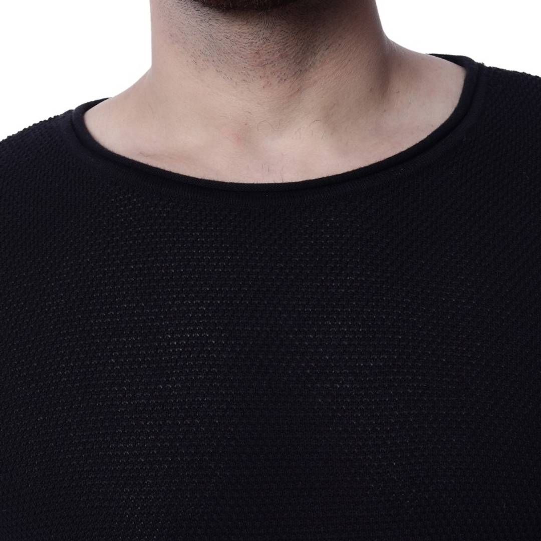 EKFX Men's Cotton Round Neck Black Sweater