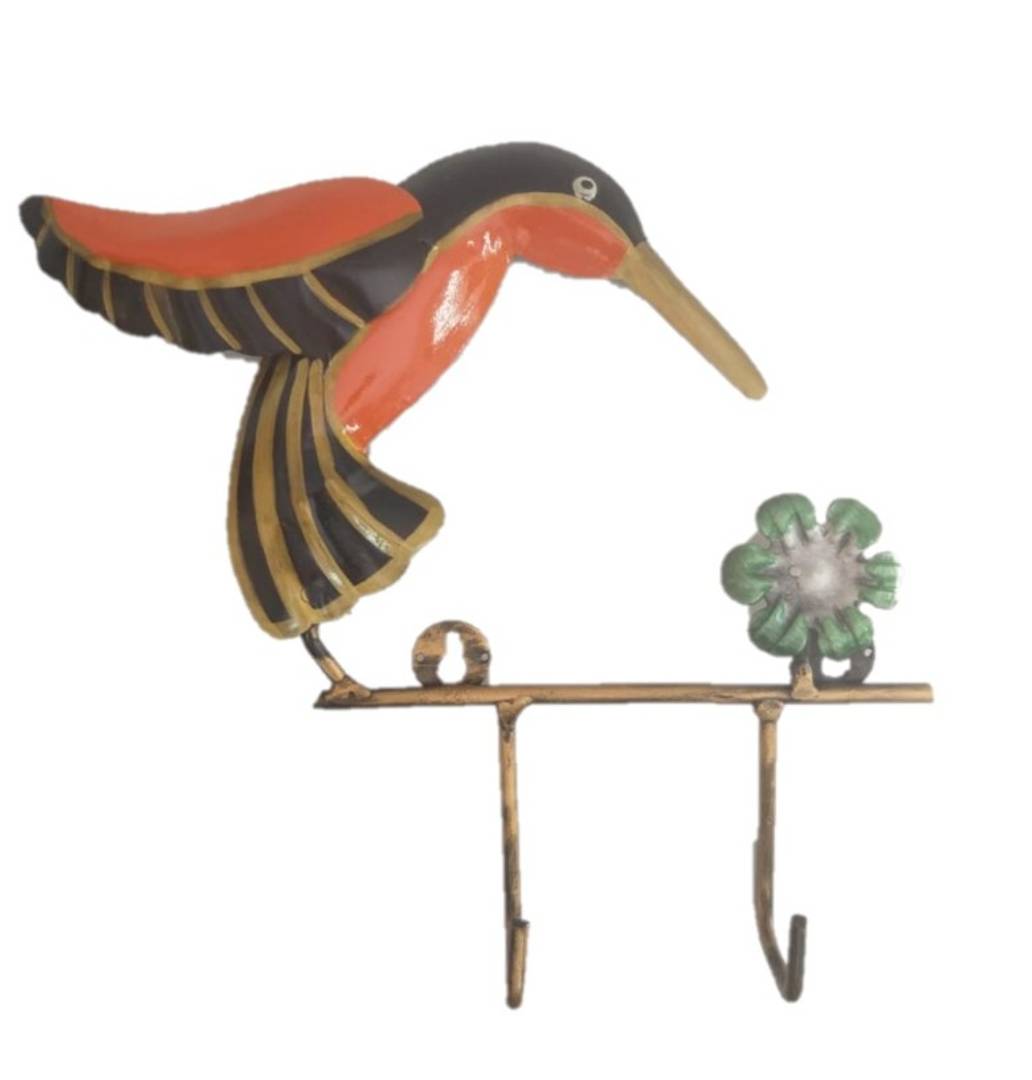 Wrought Iron Handicraft 2 Key Holder Kingfisher Bird Wall Hanging Showpiece (Set of 1 Psc)