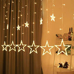 Woogor Star Curtain LED Lights for Decoration, Diwali, Christma,s Wedding - 2.5 Meter (1 Curtain) Diwali Lights, Decorative Lights,Christmas Lights,Festive Lights,led Lights (6+6 Stars).