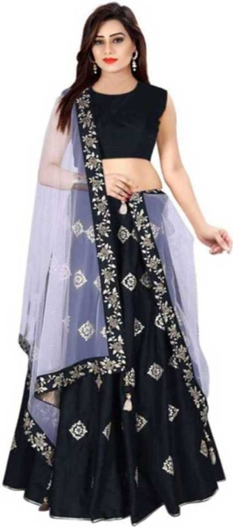 Latest Attractive Art Silk Embroidered Semi Stitched Lehenga Choli