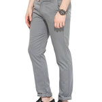Stylish Cotton Grey Solid Smart Fit Chinos For Men