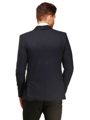 Fashionable Navy Blue Polyviscose Jacket For Men