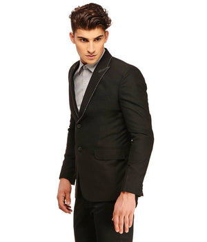 Fashionable Black Polyviscose Jacket For Men