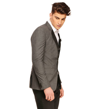 Fashionable Grey Polyviscose Jacket For Men