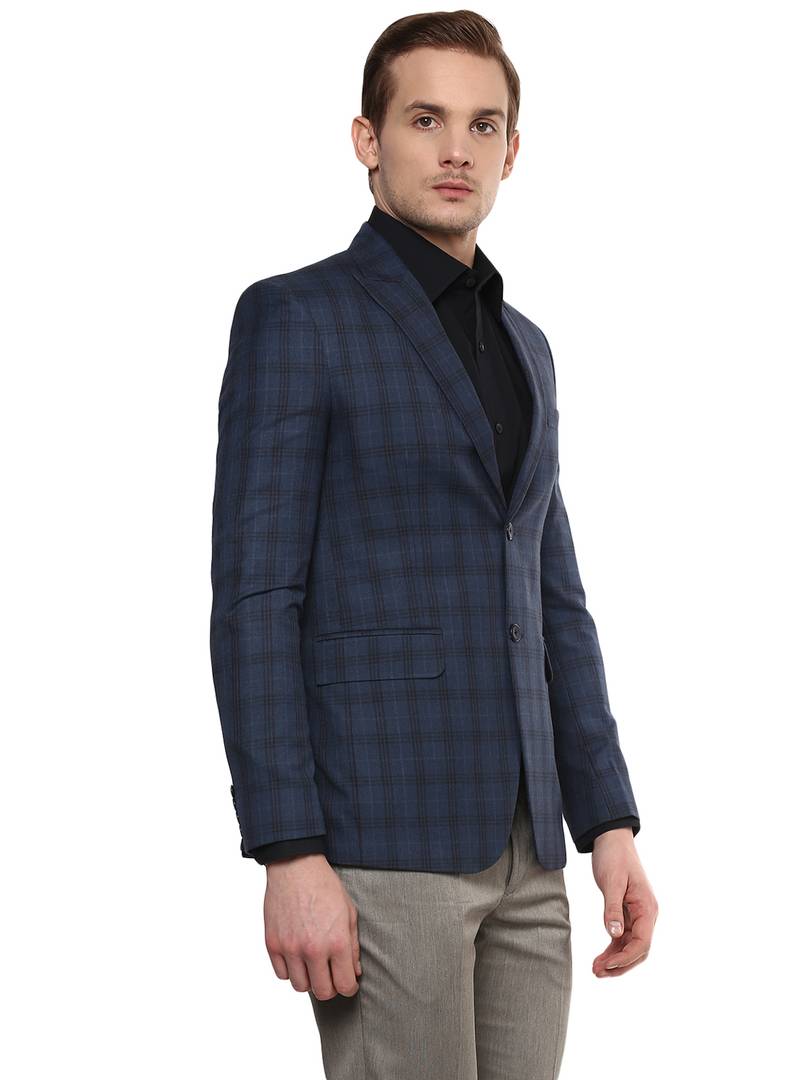 Fashionable Blue Polyviscose Jacket For Men