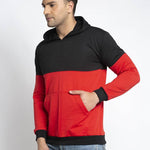 Stylish Cotton Blend Multicoloured Colourblocked Pullover Hooded Sweatshirt For Men