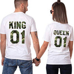 Couple White Cotton Printed Round Neck Tees (Pack of 2)