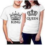 Couple White Cotton Printed Round Neck Tees (Pack of 2)